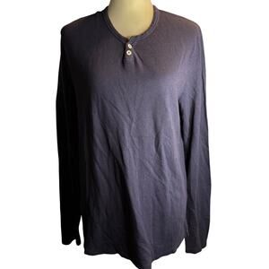 Joe's Collection Men's Long Sleeve Pima Cotton Henley Shirt, Navy Blue, Medium